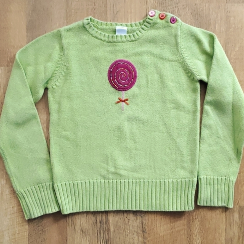 Gymboree Girls Green Candy Beaded Lolipop Sweater Size 10